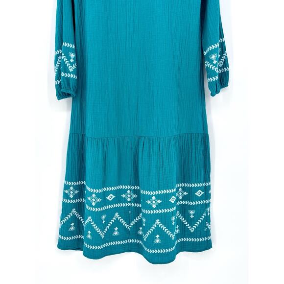 SOFT SURROUNDINGS Womens Jolie Tropical Green Embroidered Dress Size XS NWT - Picture 10 of 10